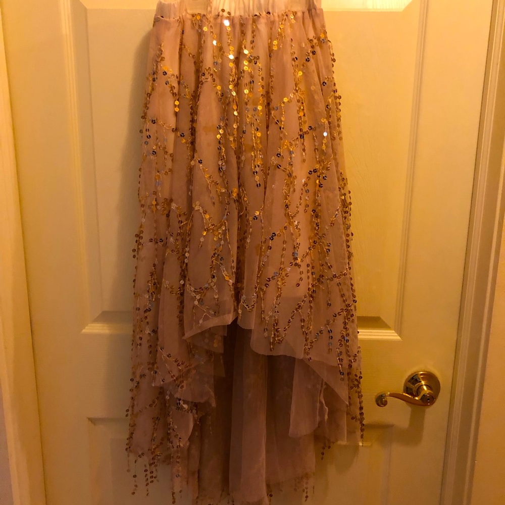 Sequin High Low Skirt